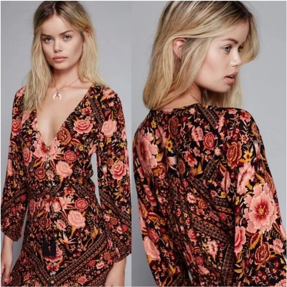 Spell and the Gypsy Babushka Wildflower Gown , Amber floral, NWT, FP, Large
